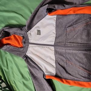 Boys' Russell dri-power 360 fleece lined charcoal & orange sweatshirt size 8